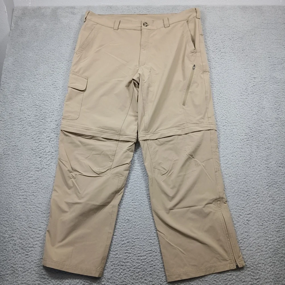 Eastern Mountain Sports Convertible Cargo Pants Men's 40R Tan‎ Zip-Off Hiking